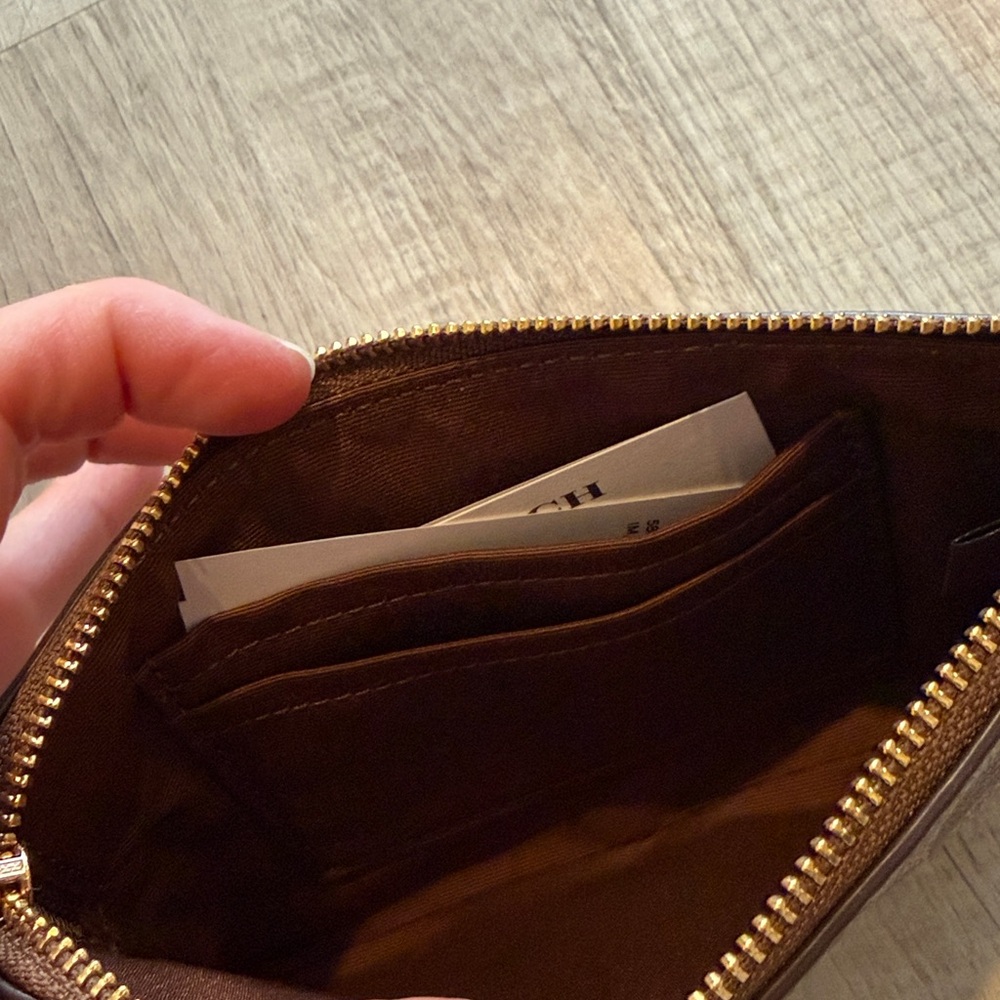 Coach Signature Brown Wristlet - Picture 3 of 4